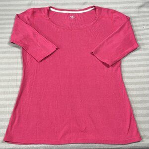 SEG'MENTS Shirt Womens XL Pink 3/4 Sleeve Scoop Neck Cotton Casual T-Shirt Tee